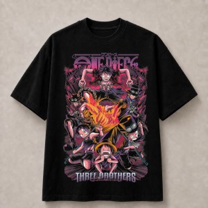 One Piece Three Brothers Luffy Ace Sabo T-Shirt - Black