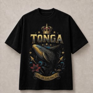 Tonga King of the Pacific Whale T-Shirt - Black