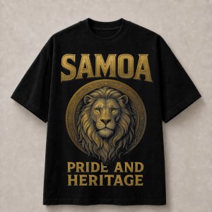 Samoa Pride and Heritage Lion T-Shirt - Black