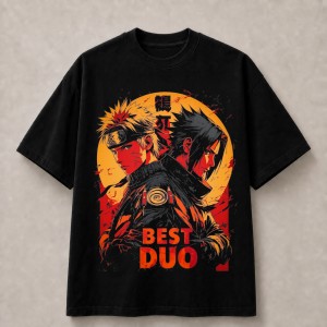Naruto and Sasuke Best Duo T-Shirt - Black