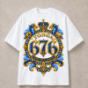 Tonga 676 Blue and Gold Royal Crest T-Shirt - Black & White