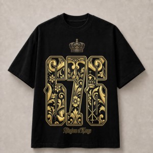 Kingdom of Tonga Gold Floral 676 T-Shirt - Black