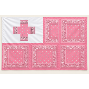 Pink and White Cross Bandana Flag