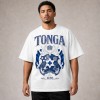 Tonga 676 Blue and Silver Royal Crest T-Shirt - White