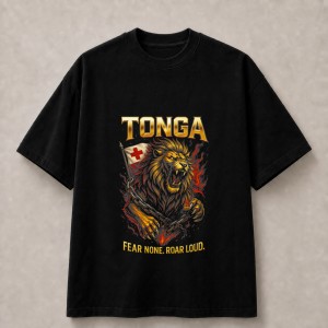 Tonga Fear None Roar Loud Lion T-Shirt - Black