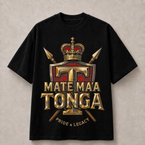 Mate Ma'a Tonga Gold Pride and Legacy Shield T-Shirt - Black