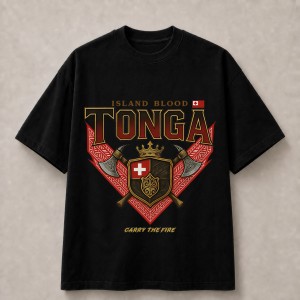 Tonga Island Blood Warrior Axes T-Shirt - Black