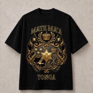 Mate Ma'a Tonga Gold Royal Coat of Arms T-Shirt - Black