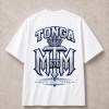 Mate Ma'a Tonga 676 Blue Crown Front and Back T-Shirt - Black & White