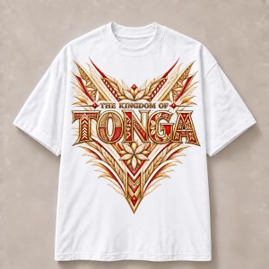The Kingdom of Tonga Ivory Red and Gold T-Shirt - White