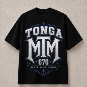 Mate Ma'a Tonga 676 Blue Crest T-Shirt - Black