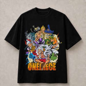 One Piece Wano Warriors Ensemble T-Shirt - Black