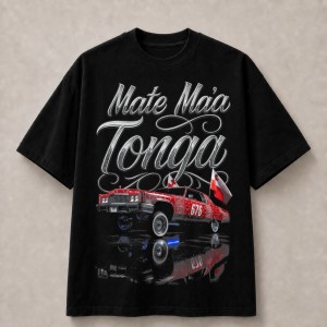 Mate Ma'a Tonga 676 Red Lowrider T-Shirt - Black
