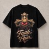 Faith Over Fear Sacred Heart T-Shirt - Black