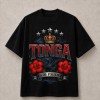 Tonga 676 Crown and Hibiscus T-Shirt - Black