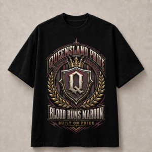 Queensland Pride Blood Runs Maroon T-Shirt - Black