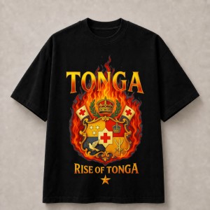 Tonga Rise of Tonga Flaming Crest T-Shirt - Black