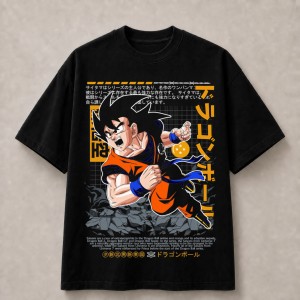 Dragon Ball Goku Manga Action T-Shirt - Black