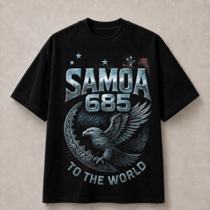 Samoa 685 To the World Eagle T-Shirt - Black