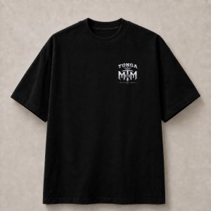 Mate Ma'a Tonga 676 Blue Crown Front and Back T-Shirt - Black
