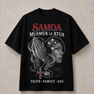 Samoa Muamua Le Atua Faith Family 685 T-Shirt - Black