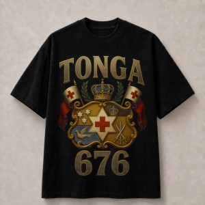 Tonga 676 Gold Royal Crest T-Shirt - Black