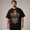 Faith Over Fear Sacred Heart T-Shirt - Black