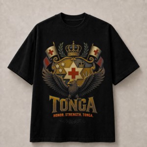 Tonga Honor Strength Eagle Crest T-Shirt - Black