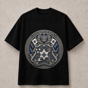 Kingdom of Tonga Blue Royal Crest T-Shirt - Black