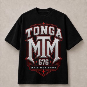 Mate Ma'a Tonga 676 Red Crest T-Shirt - Black