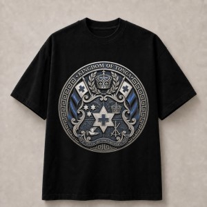 Kingdom of Tonga Blue Royal Crest T-Shirt - Black & White