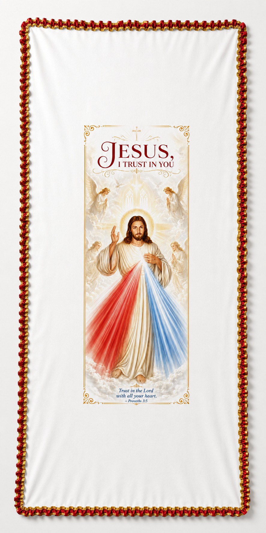 Red and Gold Jesus I Trust In You Memorial Cloth