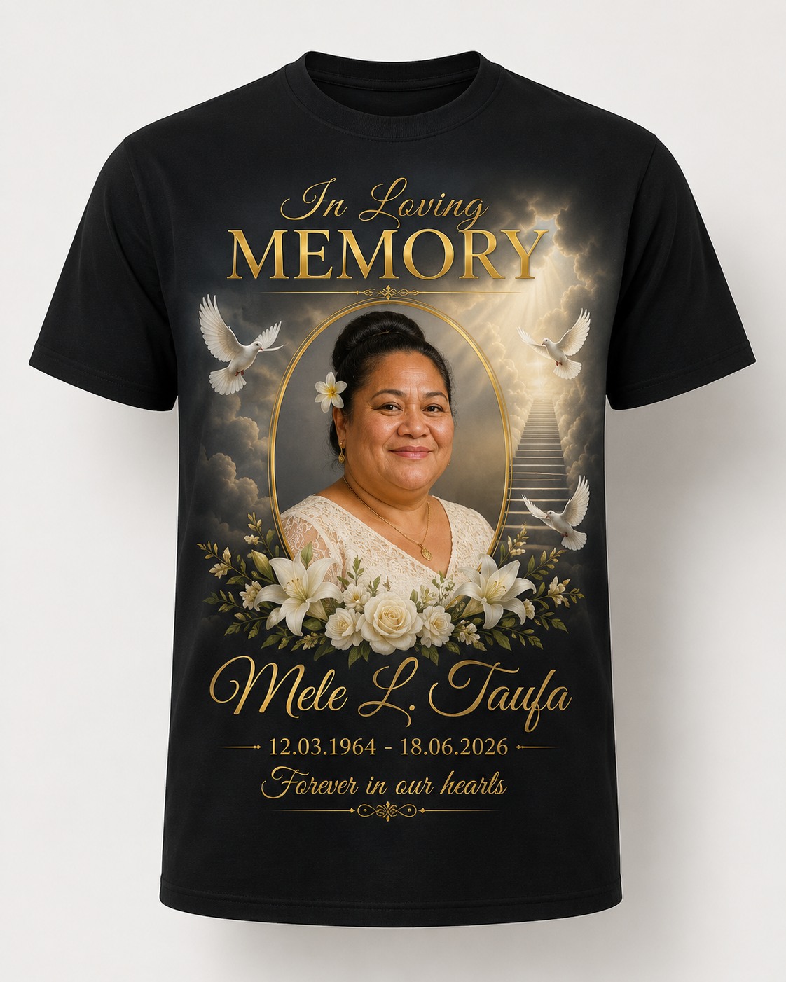 Printed memorial T-shirt example